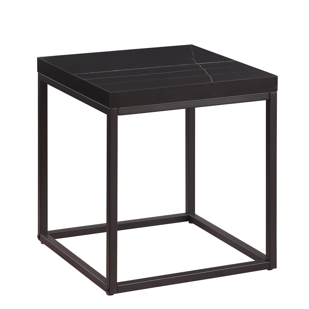 18-Inch Black Marble Accent End Table/Side Table for Living Room, Modern Indu...