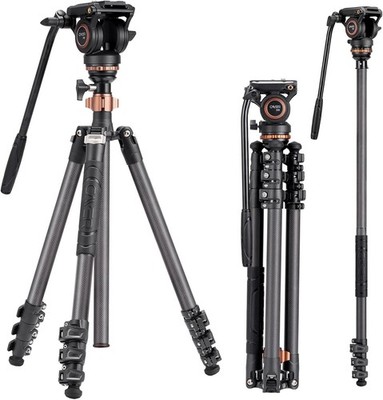 Cayer CF2451 Carbon Fiber Tripod 75'' Fluid Head Monopod
