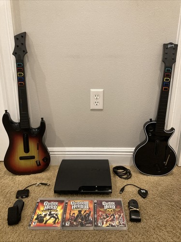 GUITAR HERO PS3 Bundle Guitar Console Dongle Games - Tested!!