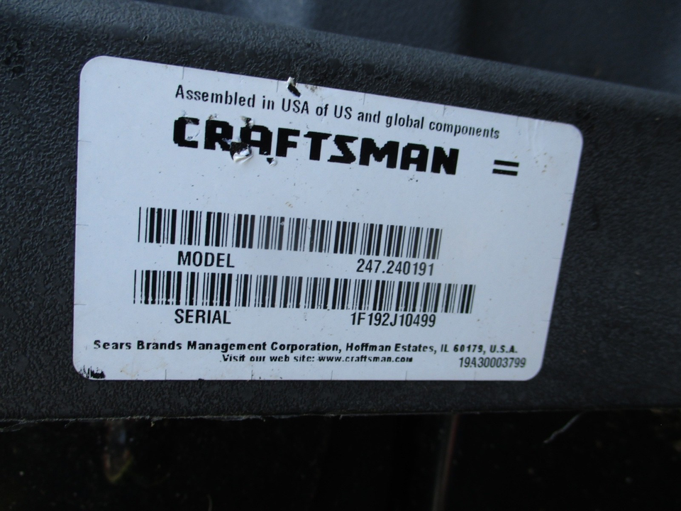 CRAFTSMAN MOWER LT2000 BAGGER UNIT 247.240192 PICK UP ONLY 11968 LONG ...