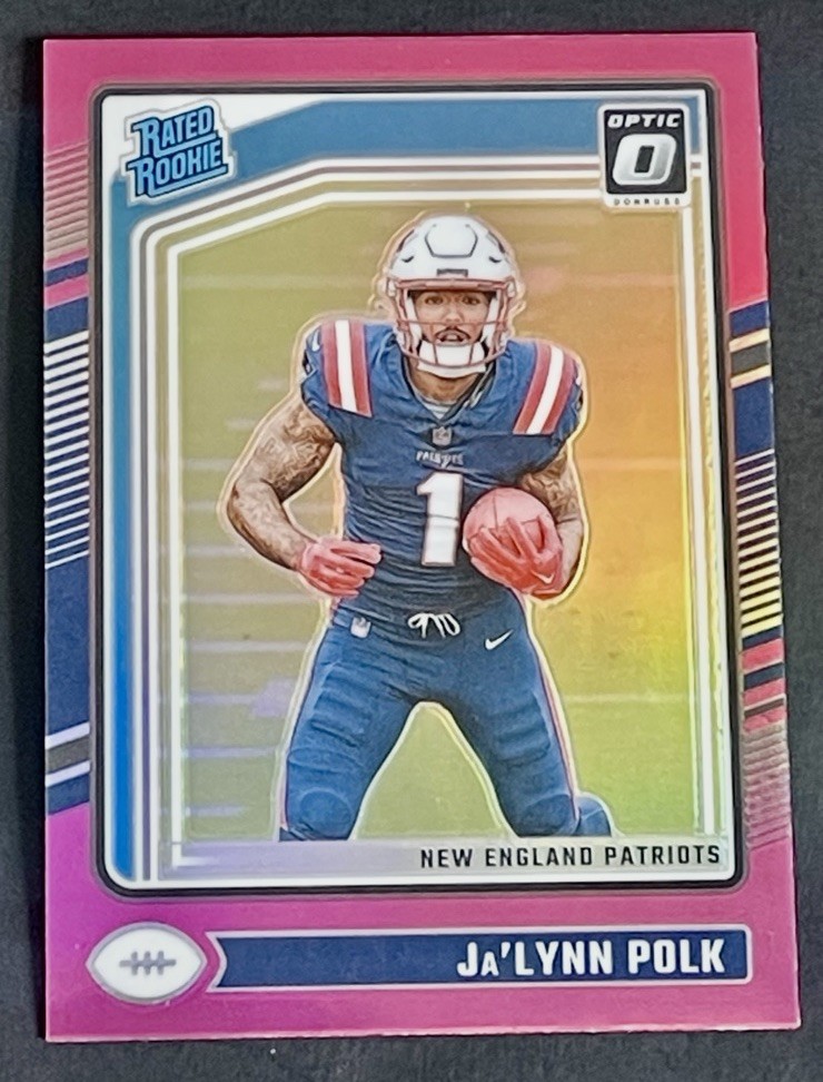 2024 Donruss Optic Ja’Lynn Polk Rated Rookie Pink Prizm RC #240 Patriots