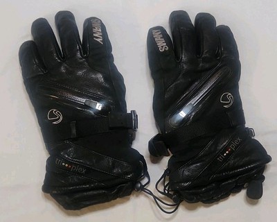Swany Black Leather Insulated Winter Sports Gauntlet Gloves L Zipper Strap