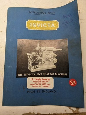 INVICTA OPERATOR INSTRUCTION SERVICE MANUAL PARTS LIST BOOK SHAPING MACHINE 6MR
