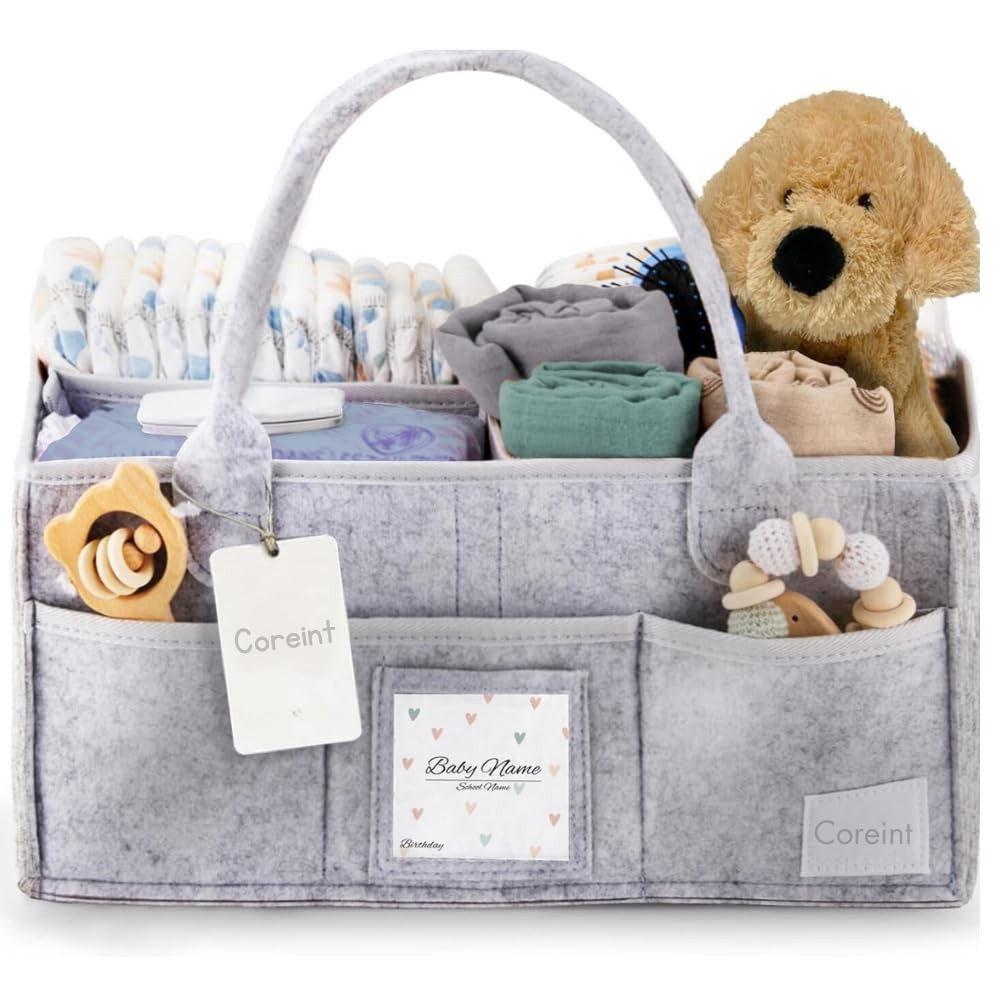 Coreint Nappy Caddy Organiser Large Diaper Caddy Unique Stylish Baby Shower