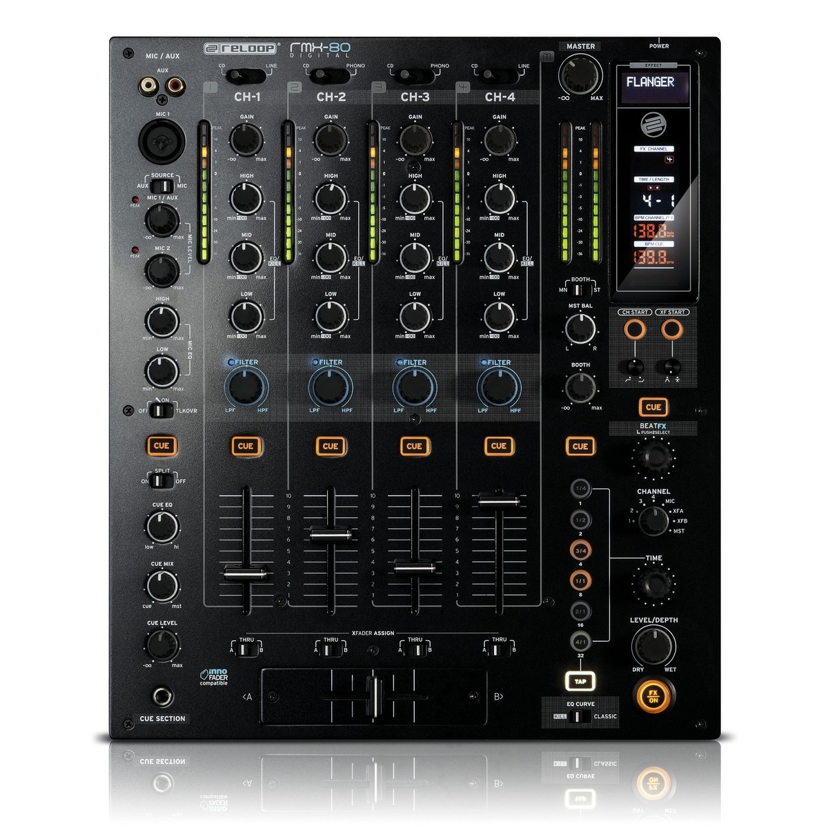 難ありReloop リループ RMX-80 エフェクト内蔵 デジタルDJミキサー Reloop RMX-80 Digital DJ Mixer w/built In Effects & Decksaver