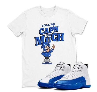 Capn much Shirt to Match Air Jd 12 Blueberry Sneaker BLACK/WHITE