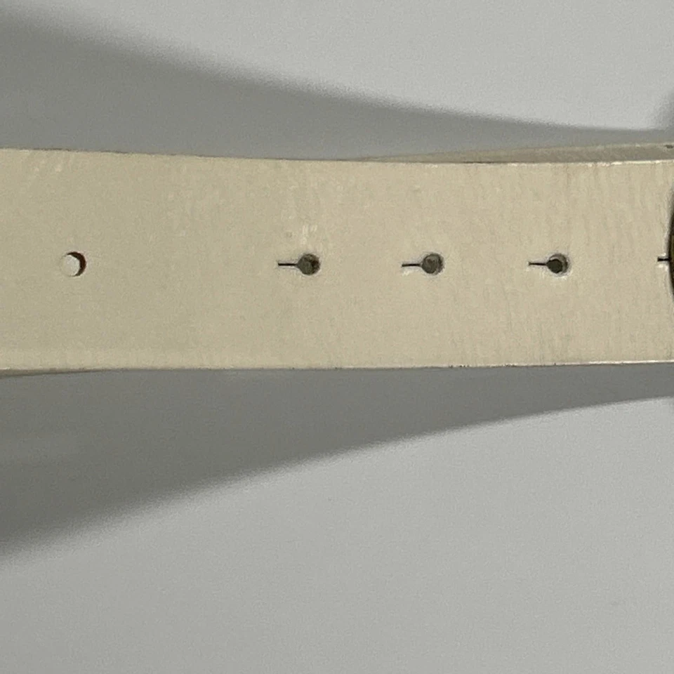 Cinturón Michael Kors Blanco Sintético Plata Logo MK Hebilla Mediano Foto 4 de 4