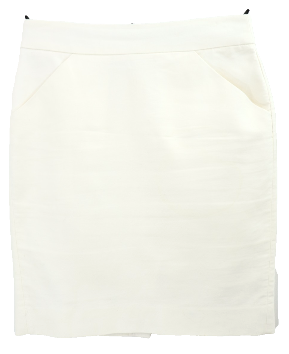 J. CREW Women's 100% Cotton Career Straight Pencil Skirt Pocket Solid Ivory 4