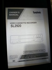 Symphonic Video Cassette Recorder SL2920 Owners Manual