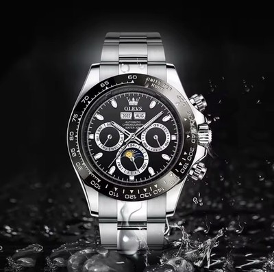 Herren Uhr Automatikuhr   Mechanische Armbanduhr,Luxuriös , Chronograph Schwarz