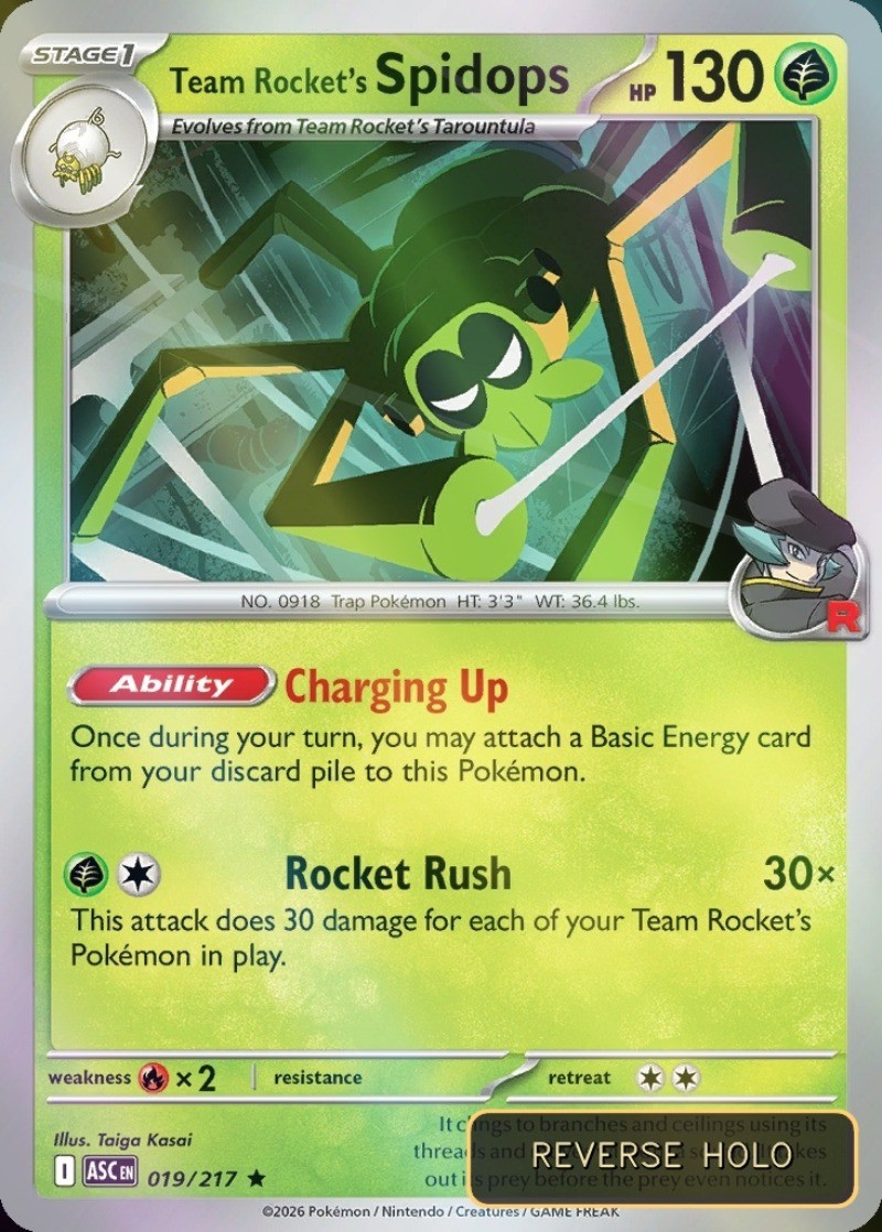 Team Rocket's Spidops Reverse Holo Ascended Heroes #19 Pokémon TCG
