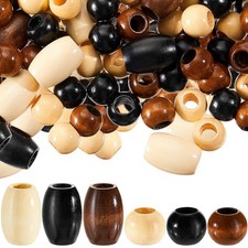 WILLBOND 130 Pieces Macrame Wooden Beads Loose with Large, Wood Color