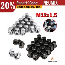 20x Radmuttern Muttern Schrauben M12x1,5 Kegel für FORD Alufelgen Schwarz/Chrom