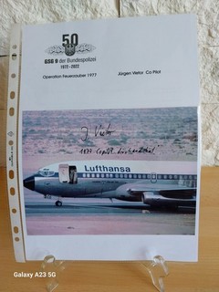 JÜRGEN VIETOR (Co PILOT LANDSHUT GSG 9) signed by Artist 20x15 Foto !