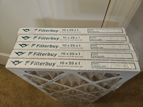 Filterbuy 10x25x1 Air Filter MERV 11 (5-PACK) Pleated HVAC Furnace Filters