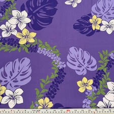 Hawaiian Florals on Purple Unbranded Cotton Blend Fabric by the HALF YARD