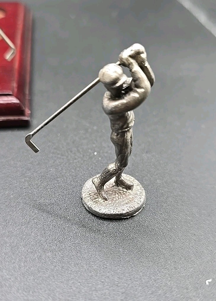 VTG Crest & Foster Pewter Golf Men & Balls Tic Tac Toe Game Set~ Man Cave 