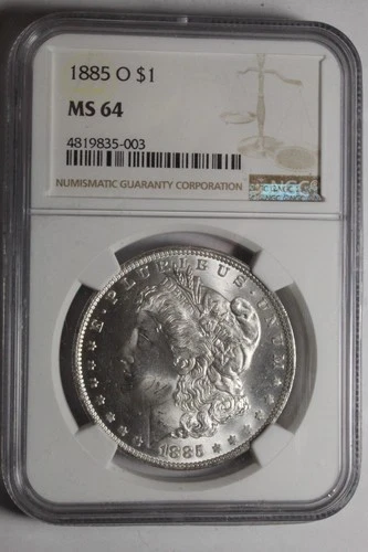 1885 O Morgan Silver Dollar NGC MS64 Blast White #003