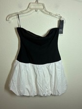 NWT West of Melrose Strapless Dress Boho Party Retro Y2K Black White Size Small