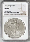 2020 American Silver Eagle Coin MS 69 NGC MS69 1 Troy Oz .999 Fine Bullion #030