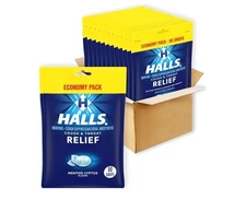 HALLS Relief Mentho-Lyptus Cough Drops, Economy Pack, 12 Packs Of 80 Drops = 960