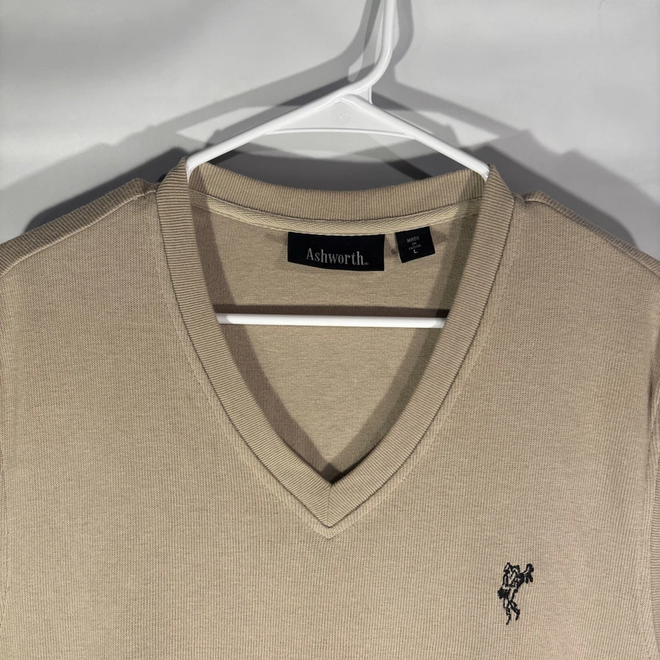 Chaleco Suéter Ashworth De Colección Talla L Para Hombres Beige Tejido Golf Sin Mangas Camiseta sin Mangas Foto 4 de 4