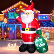 8 FT Christmas Inflatable Santa Claus Outdoor Decoration for Yard, Blow up Sa...