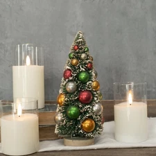 Ragon House VTG Style Bottlebrush Tree Snow Multi Color ORNAMENTS CHRISTMAS 10"