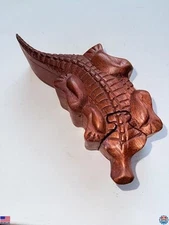 Handcrafted Suar Wood Crocodile Jewelry Puzzle Box - Unique Artisan Design!