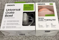 Diggs Universal Dog Pet Crate Bowl 30oz With Clip & Groov Crate Training Aid