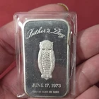 Vintage Silver 1 oz .999 Fine Bar 1973 Father's Day Owl Design