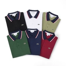 LACOSTE MEN'S POLO SHIRT REGULAR FIT COTTON MESH SHORT SLEEVE