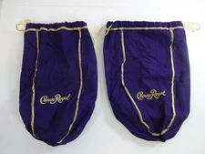 Lot of 2 Crown Royal 1.75L XL Extra Large Purple & Gold Drawstring Bags 12-13"