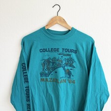 VTG 80s College Tours Spring Break Mazatlan Train LS T Shirt Rare Law Suit Sz L