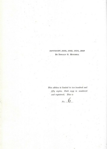 Reveries Of A Bachelor or A Book of the Heart. by Ik Marvel. N.Y.1884.Ltd.to 250 - Imagen 3 de 3