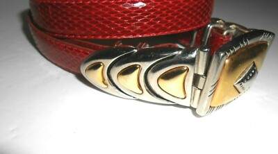 Vintage Red Concho Snakeskin Belt 24-26 display picture 1