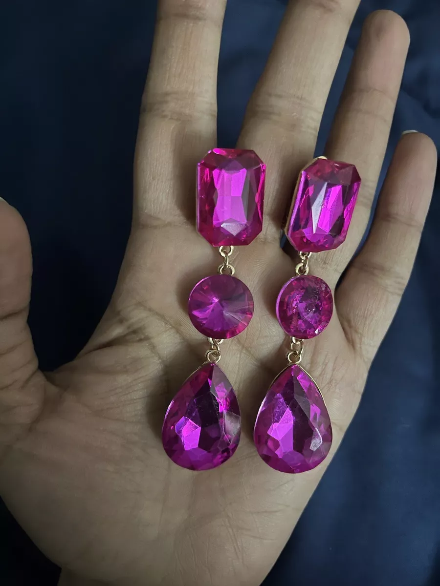 Hot pink clip on hotsell earrings