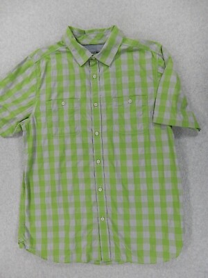 The North Face Double Pocket Plaid Short Sleeve Button Shirt (Men's Large) Green