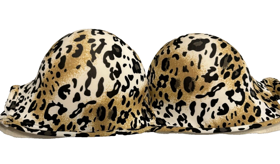 Cheetah Leopard Print Strapless Bra Sz 38C Kathy Ireland Intimates