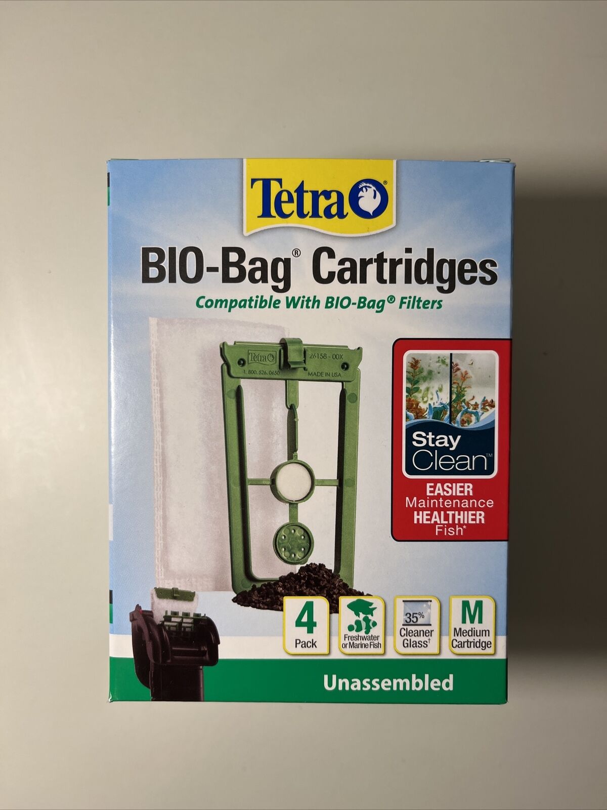 Tetra  Whisper Bio-Bag Filter Unassembled Cartridge 4 pack Medium: Free Shipping