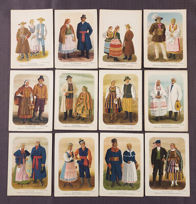 LOT POSTCARDS Poland folk costume Lowicz Kujawy ethnic dress