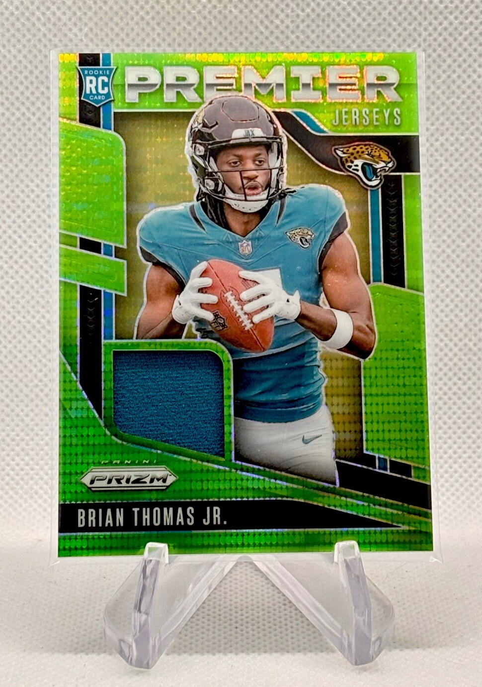 2024 Panini Prizm Brian Thomas Jr Premier Jerseys Neon Green Pulsar Prizm PJ-BTJ