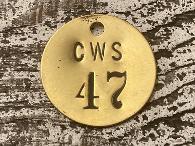 Vintage Number 47 Tag Brass Metal Fob Industrial Keychain Mining Check Mine Chit