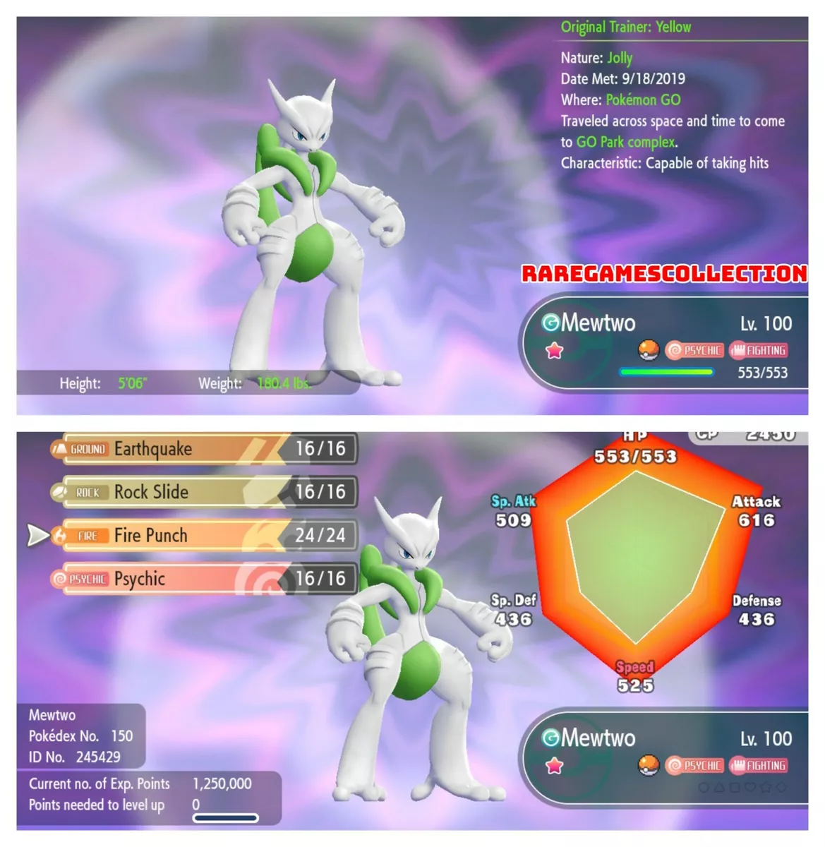 Pokemon Let's Go Pikachu & Eevee ✨ SHINY ✨6 IV MEGA Mewtwo X FAST DELIVERY