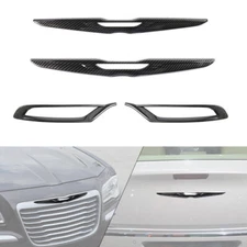 Front Rear Car Logo Grid Fog Light Cover Trim For Chrysler 300 15+ Carbon Fiber