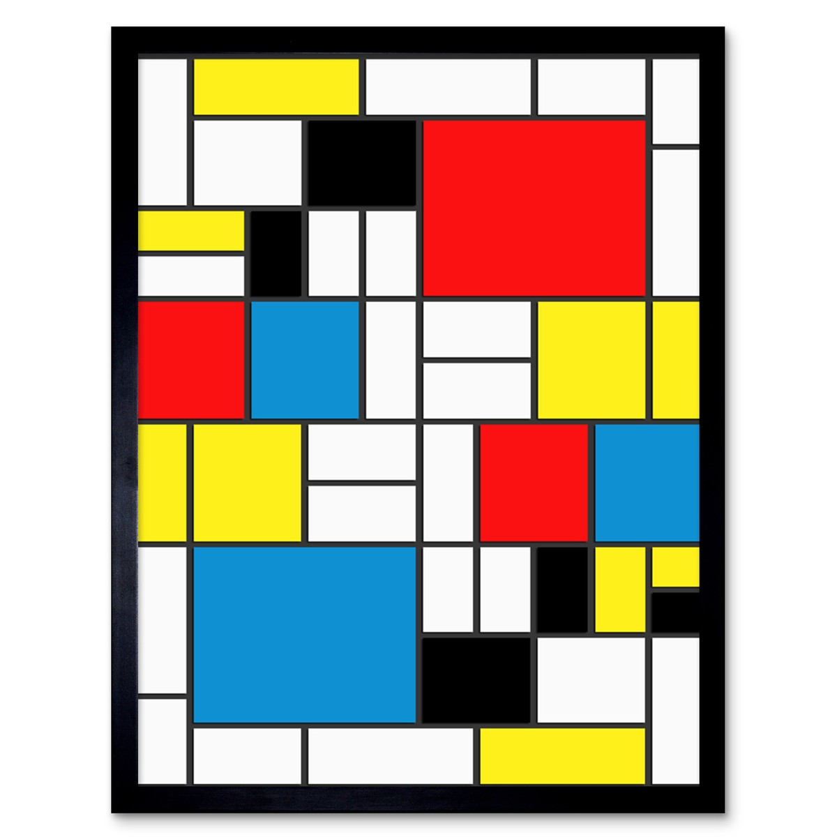 Piet Mondrian Abstract Cubes Squares Framed Wall Art Print 9X7