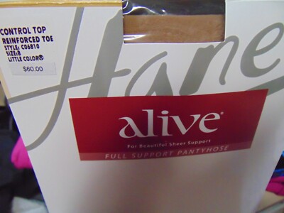 6 Pair Hanes Alive Full Support Pantyhose Little Color Size B  C06810 reinforced