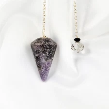 Purple Lepidolite Pendulum w/ Unique Beaded End Piece for Divination