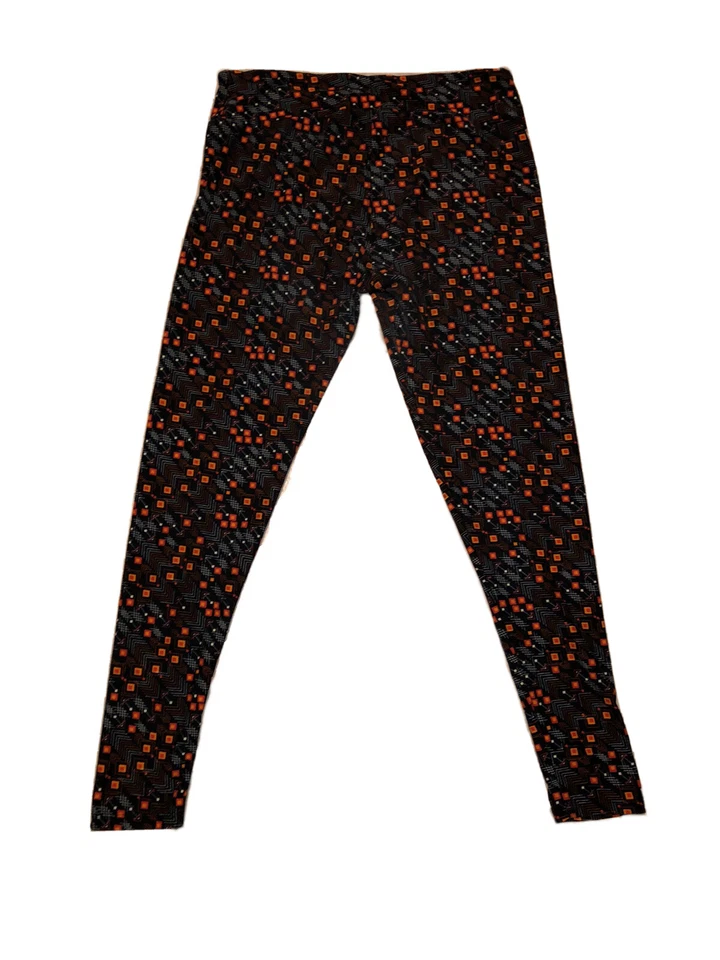 Leggings LuLaRoe Altos y Curvilíneos TC Negro Naranja Geométrico Diamantes Flechas AAA9 Foto 2 de 4