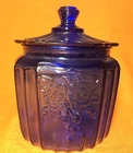 Vintage Anchor Hocking Mayfair Cobalt Blue Biscuit Cracker Cookie Jar